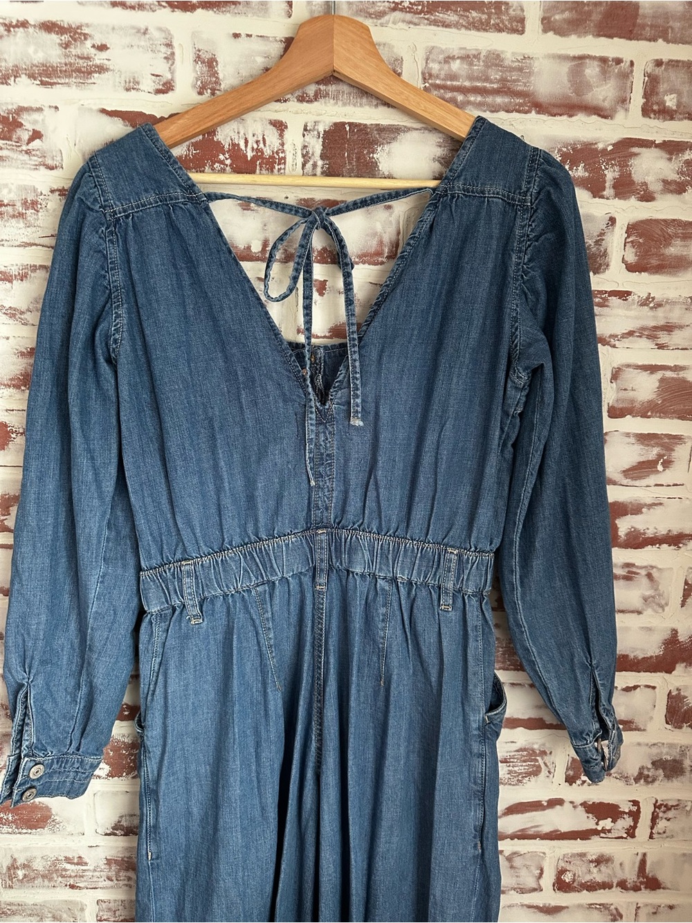Free People We the Free Clara Wide-Leg Denim Jumpsuit in Blue - Picture 4 of 6